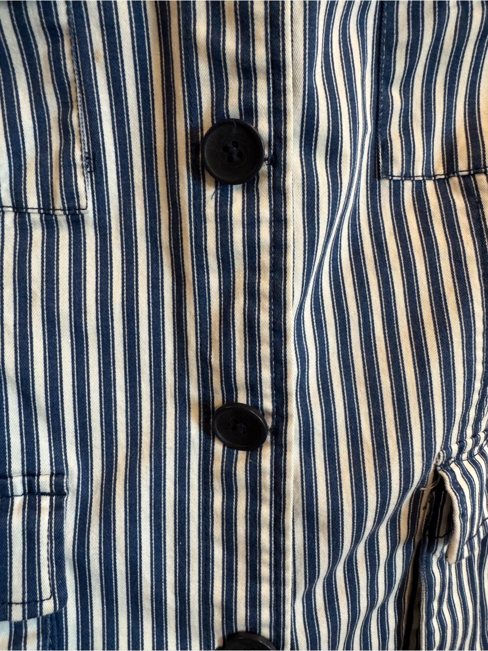 Tribal Blue and White Striped Coastal Button-Up Jacket Size M - Picture 6 of 13